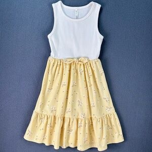 🌸3/$15🌸 Heart Arrow Two Tone Floral Print Bow Sleeveless Casual Dress 2T / 3T